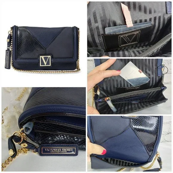 'VICTORIA'S SECRET' MONOGRAM CROC ACCENT CHAIN LINK CROSSBODY BAG - Picture 11 of 16